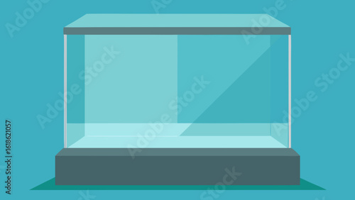 Transparent empty glass display case clean ready for exhibition items
