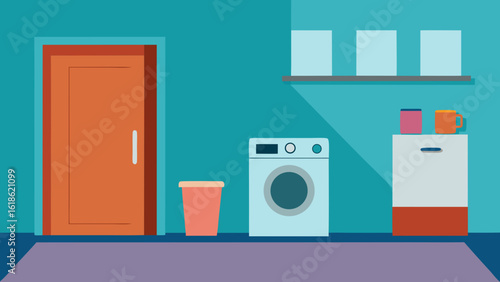 Functional empty laundry room with a washer and dryer clean setup