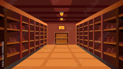 Clean Empty Wine Cellar with Empty Racks Interior
