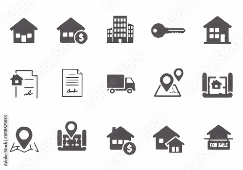 Business and project management icons: Tasks, schedules, teamwork, data, and analytics.
