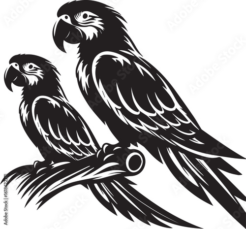 Bird Parrot Logo Vector Black Silhouette Illustration