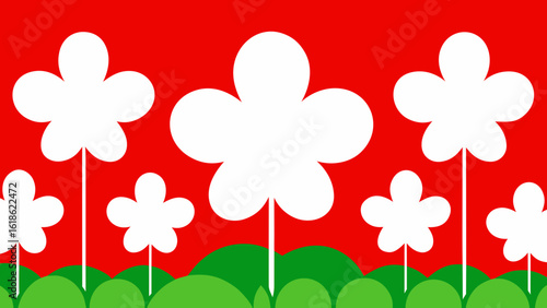 Bright Crimson White Clover Field Nature Landscape