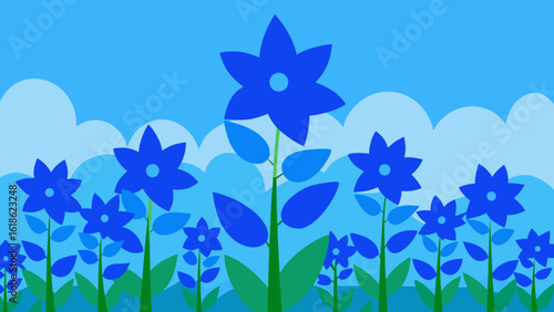 Vibrant Blue Delphiniums Field Nature Landscape Scene