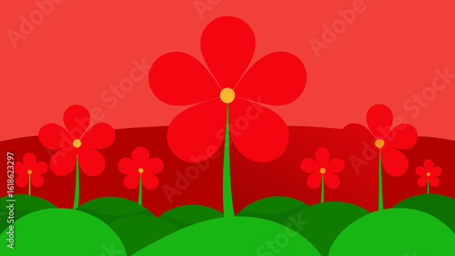 Vibrant Red Clover Field Nature Landscape Scene