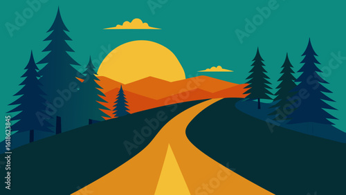 Forest Road with Steep Incline at Sunset Nature Challenge