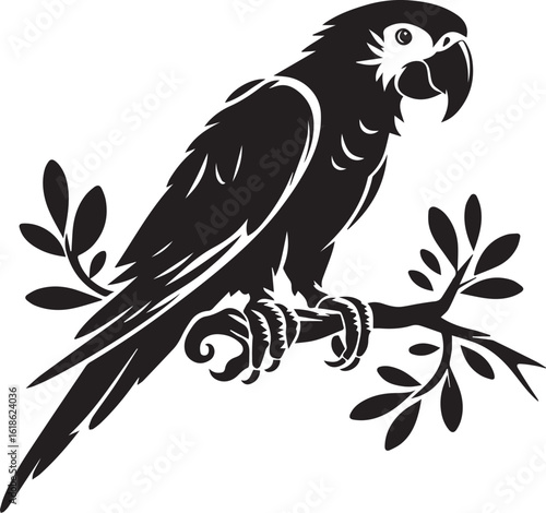 Bird Parrot Logo Vector Black Silhouette Illustration