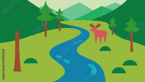 Serene Forest with a River and a Known Deer Gathering Spot