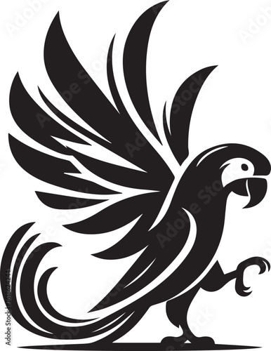 Bird Parrot Logo Vector Black Silhouette Illustration