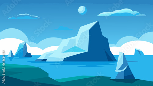 Majestic Landscape of Giant Sculptural Icebergs in Polar Waters