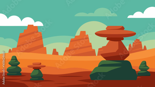Unique Landscape of Naturally Formed Balanced Rock Formations