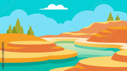 Stunning Landscape of Naturally Formed Terraced Hot Springs