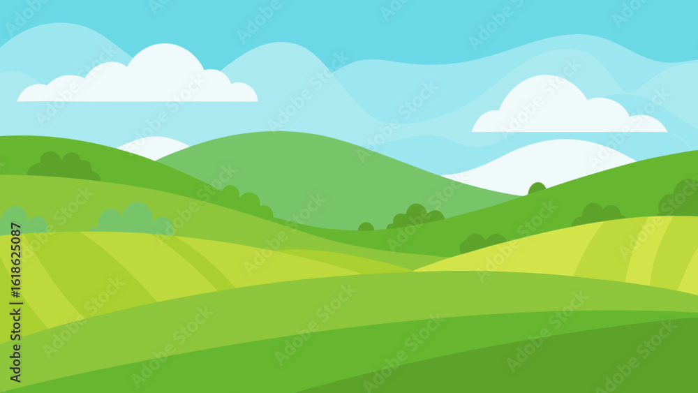 Beautiful Landscape of Rolling Grass Covered Hills in Spring Beautiful Landscape of Rolling Grass Covered Hills in Spring