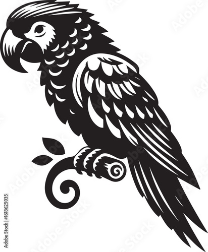 Bird Parrot Logo Vector Black Silhouette Illustration