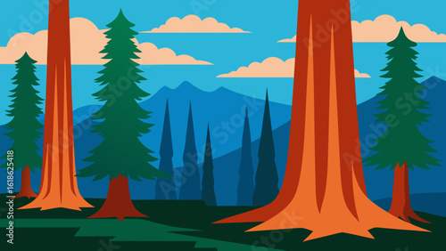 Majestic Landscape of Towering Ancient Sequoia Groves