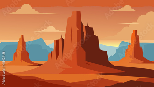 Dramatic Landscape of Towering Buttes in a Western Setting