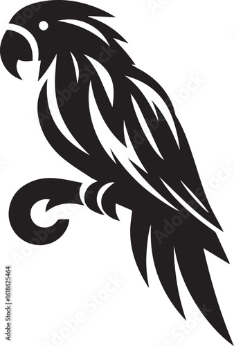 Bird Parrot Logo Vector Black Silhouette Illustration