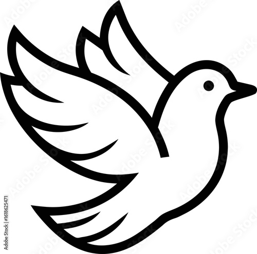 Peace Dove Icon Line Art Vector Illustration Black