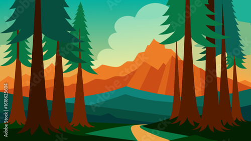 Majestic Landscape of Towering Redwood Trees in an Ancient Forest