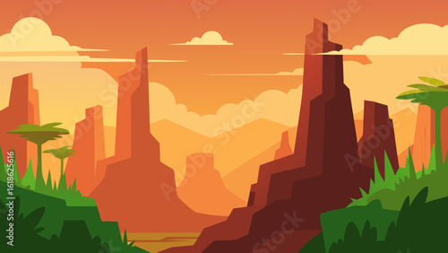 Exotic Landscape of Towering Jungle Covered Mesas and Plateaus