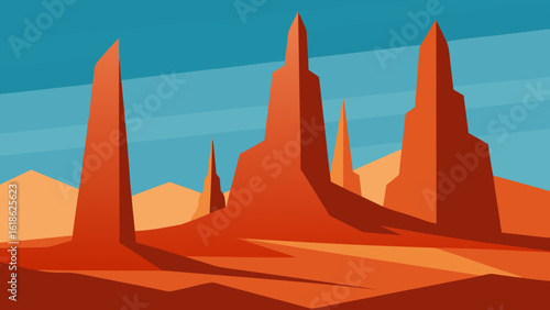 Striking Landscape of Towering Needle Like Rock Spires and Formations