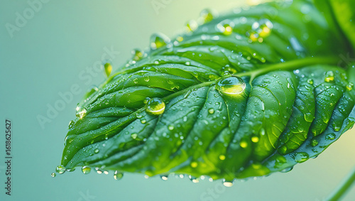 Close-Up of Rain-Kissed Leaf with Water Droplets