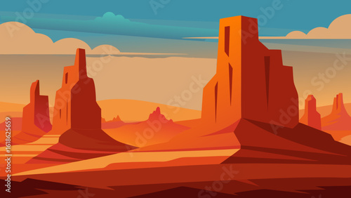 Stunning Landscape of Towering Sandstone Buttes and Mesas