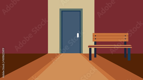 Long Empty Wooden Bench in a Minimalist Entryway Setting