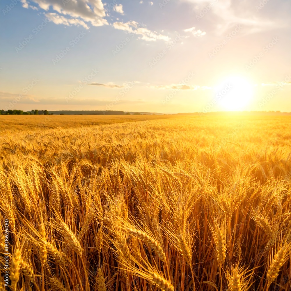 Obraz premium Golden wheat field at sunset (4)