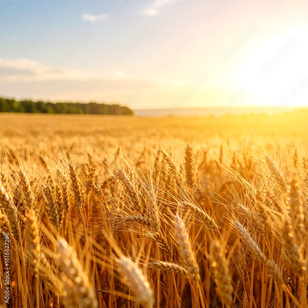 Obraz premium Golden wheat field at sunset (6)