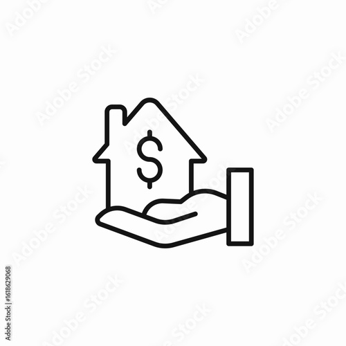 hand holding house dollar icon sign vector