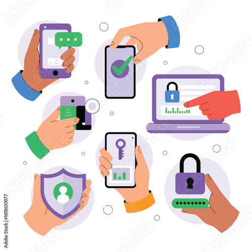 Digital Fortress: Secure hands meticulously safeguard devices and data, fortifying a digital realm where protection reigns supreme.