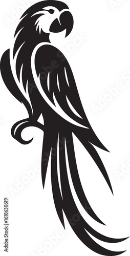 Bird Parrot Logo Vector Black Silhouette Illustration