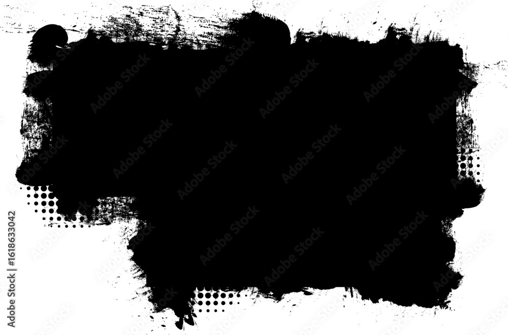 Fototapeta premium black ink brush painting banner label artistic grunge graphic element