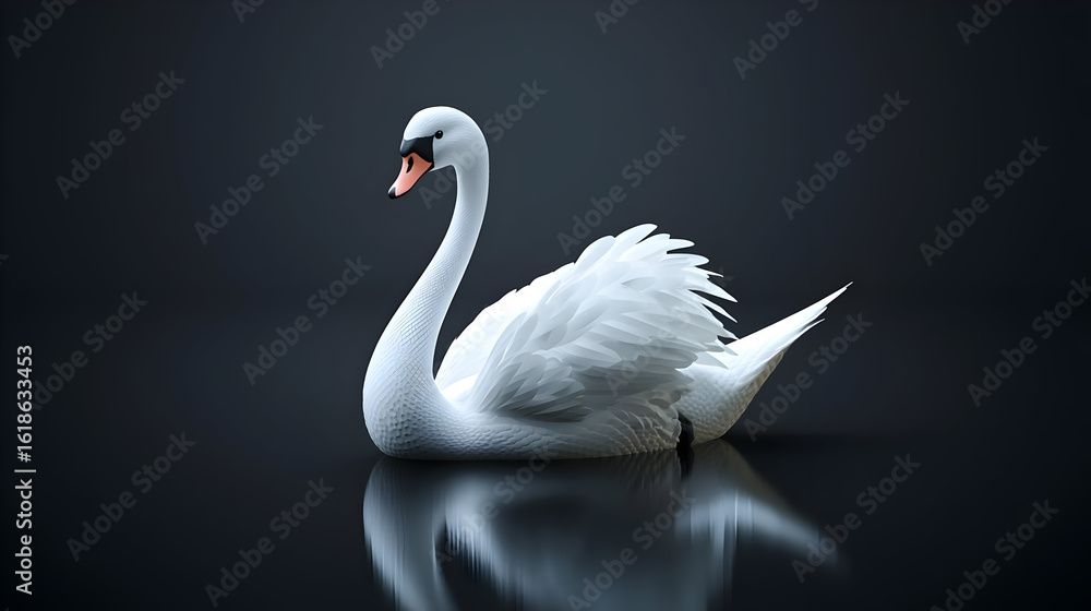 Obraz premium Pixelated Swan On Dark Background
