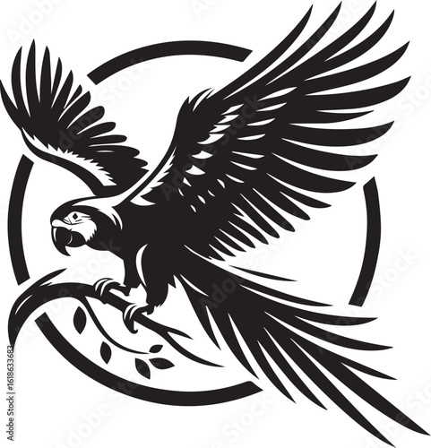 Bird Parrot Logo Vector Black Silhouette Illustration