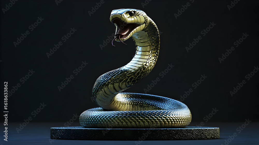 Fototapeta premium Pixelated Snake In Dark Studio Lighting