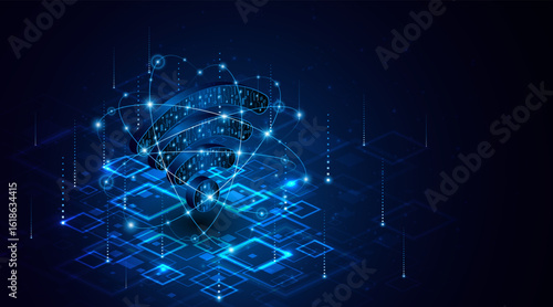Abstract wifi symbol. Concept of communication technology, internet signal or wireless connection.	