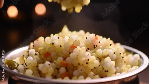 Sabudana Khichdi Sabudana khichri tapioca pearls cassava root sago Khichdi Mahashivratri Shivratri, Navratri Ram Navami festival fasting food sabudana usal. vegetarian Indian festival food snack