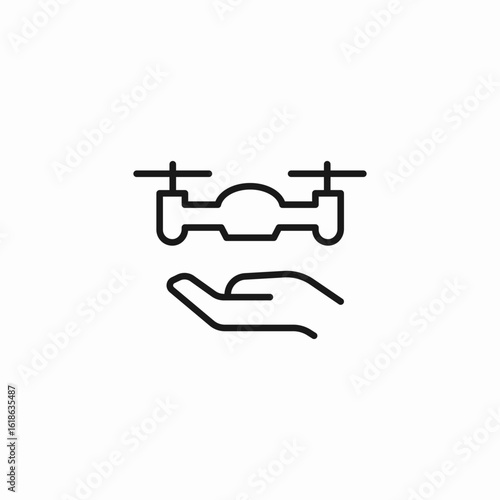 drone on hand icon sign vector
