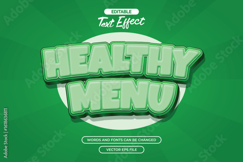 Healthy menu editable text effect with green text style