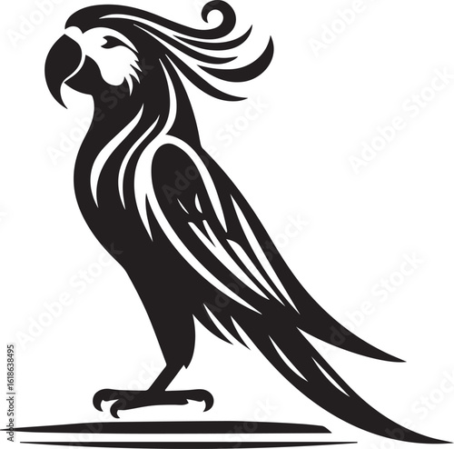 Bird Parrot Logo Vector Black Silhouette Illustration