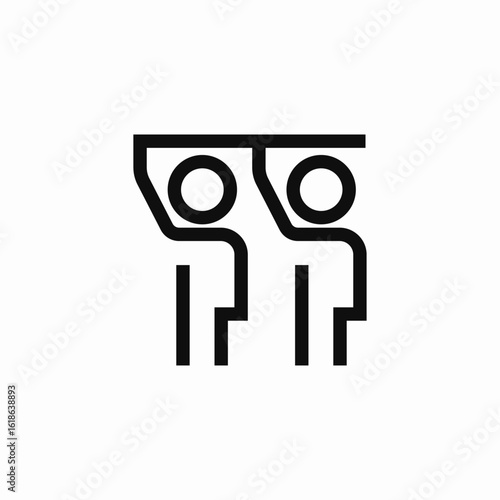 two people holding banner icon sign vector