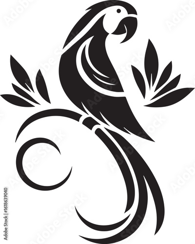 Bird Parrot Logo Vector Black Silhouette Illustration