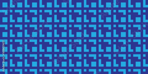 Seamless Blue Rectangular Pattern With Geometric Symmetry and Digital Style