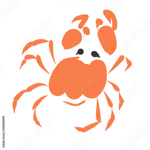 Colorful crab vector illustration isolated on white background. Aquatic animal in flat design. Perfect for logo, signboard, restaurant menu, fish market, seafood shop.
