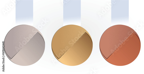 Realistic Medals from gold, silver and bronze 2026 Mockup stock illustration