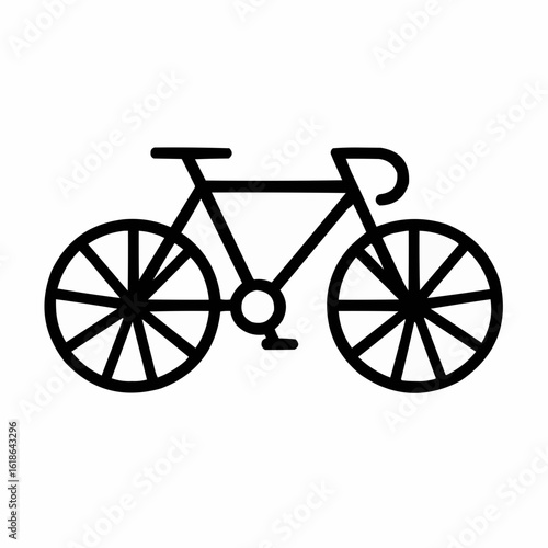 Road Bike. Thin-framed bicycle with drop handlebars and spoked wheels (8 lines per wheel)