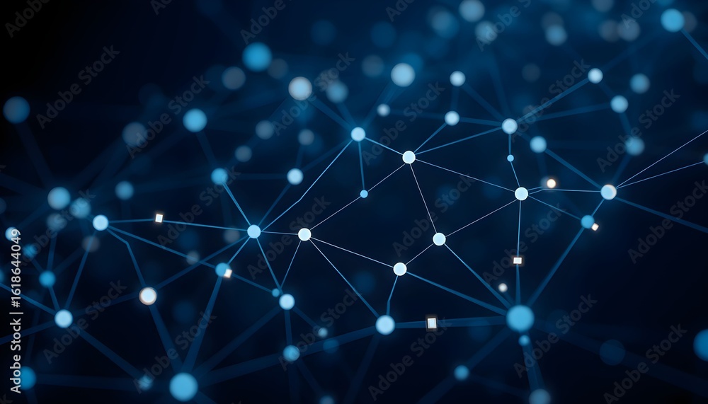 Fototapeta premium Abstract network of interconnected nodes, representing data flow and connections.