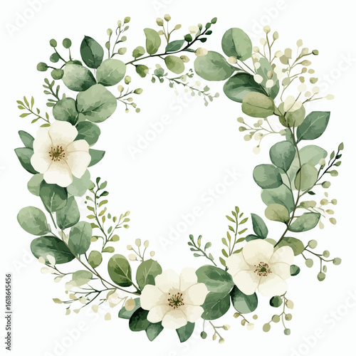 watercolor flower and leaves for decoration generative AI