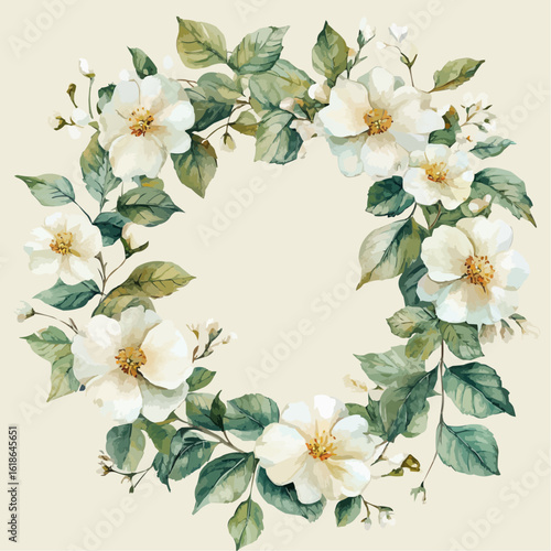 watercolor flower and leaves for decoration generative AI